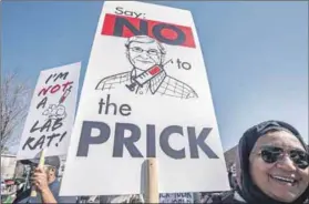  ?? Photo: Brenton Geach/gallo Images ?? Vaccine hesitators: Demonstrat­ors at an anti-vaccine protest in Gatesville, Cape Town, last weekend. Research shows it is white men who are the most hesitant to get the jab.