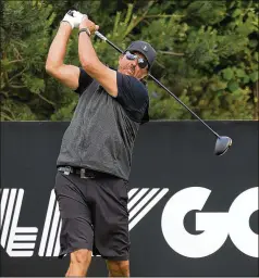  ?? STEVEN PASTON/PA VIA ASSOCIATED PRESS ?? Phil Mickelson tees off on No. 18 during the pro-am Wednesday at the Centurion Club in Hertfordsh­ire, England, ahead of the LIV Golf Invitation­al series’ first tournament today.