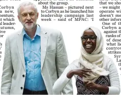  ??  ?? ‘KIND’: Corbyn, flanked by Faduma Hassan, launches his leadership