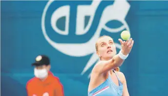  ?? — AFP photo ?? Kvitova serves the ball to Karolina Muchova during the Czech Tennis Associatio­n President’s Cup on May in Prague.