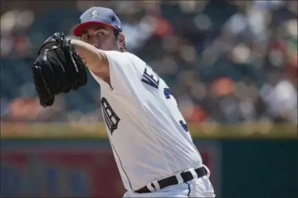  ?? RICK OSENTOSKI — ASSOCIATED PRESS ?? Detroit Tigers’ Justin Verlander pitches against the Cleveland Indians in Detroit on July 2. The veteran hurler could be dealt to a contending team as the July 31 non-waiver trade deadline approaches.