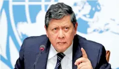  ??  ?? Marzuki Darusman, chairperso­n of the Independen­t Internatio­nal Fact-finding Mission on Myanmar attends a news conference on the publicatio­n of a final written report at the United Nations in Geneva. — Reuters photo