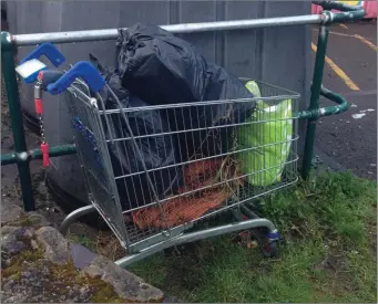  ??  ?? I came across this sight on King Street last week. Someone had kindly dumped their rubbish in a trolley to make it easier. They dumped the trolley beside the bottle banks in the car park. Why? There are no signs saying ‘all rubbish to be dumped here’...