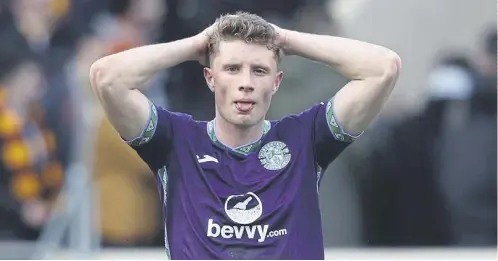 ?? ?? Will Fish called Hibs’ late collapse at Motherwell ‘a sickener’ and the defender apologised to fans after the club missed out on the top six