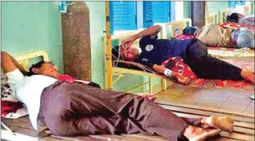  ?? SUPPLIED ?? Sick villagers are treated for water poisoning at Kratie Provincial Hospital earlier this month.