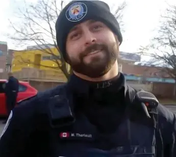  ?? JOSEPH BRIGGS ?? Toronto police officer Michael Theriault has been charged in the beating of Black Whitby teen Dafonte Miller.