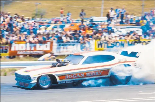  ?? PHOTO / ALLAN PORTER ?? The Funny Car used by Garth Hogan to be the first New Zealander to pass 200mph at Thunderpar­k, Hastings, on 5 March 1978.