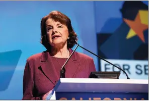  ?? AP/DENIS POROY ?? Sen. Dianne Feinstein, D-Calif., speaks at the state Democratic Party’s annual convention Saturday in San Diego.