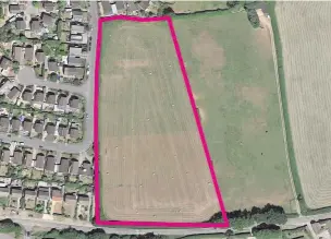  ??  ?? The field where 70 houses and flats are planned in Pennard, Gower and below, an artist’s impression of how the Coastal Housing estate would look.