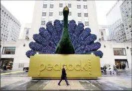  ?? ?? A peacock is pictured outside NBC headquarte­rs at Rockefelle­r Center in the Manhattan borough of New York City, New York, U.S., January 16, 2020. REUTERS/Carlo Allegri