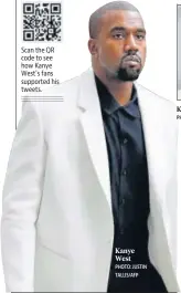  ?? PHOTO: JUSTIN TALLIS/AFP ?? Kanye West