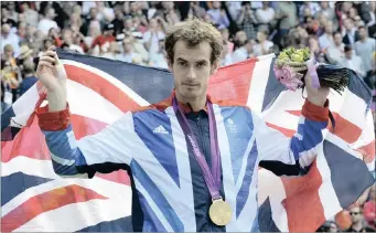  ?? Picture: EPA ?? OLYMPIC GOLD: Britain’s Andy Murray at the medal ceremony of the London 2012 Games.