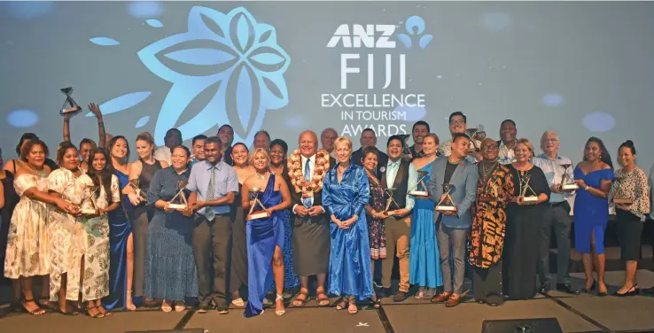  ?? Photo: Waisea Nasokia ?? Deputy Prime Minister and Minister for Tourism and Civil Aviation Viliame Gavoka with the winners during the 2022 Fiji Excellence in Tourism Awards at the Sofitel Fiji Resort and Spa on February 25, 2023.