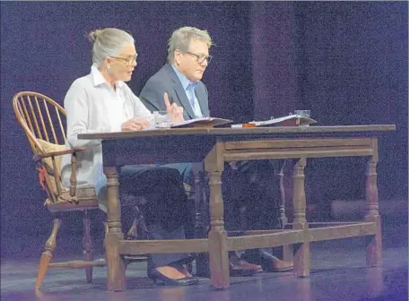  ?? Jason Gillman ?? ALI MacGRAW and Ryan O’Neal play longtime epistolary confidante­s in A.R. Gurney’s Pulitzer-nominated play “Love Letters,” which debuted at the Wallis Annenberg Center. MacGraw and O’Neal broke everyone’s hearts 45 years ago in the movie “Love Story.”