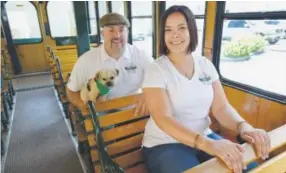  ??  ?? David and Radha Lewis own the BrewHop Trolley, which started service to Longmont’s nine breweries this past weekend. Lewis Geyer, Times-Call