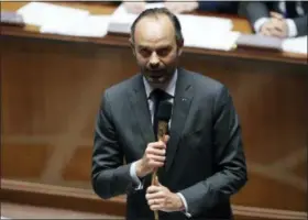  ?? THIBAULT CAMUS — THE ASSOCIATED PRESS ?? French Prime Minister Edouard Philippe speaks at the National Assembly during the questions to the government session in Paris on Tuesday.