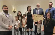  ?? ?? Wagner family: Delmer Wagner (in back, second from right) poses with his family after receiving the Julian Paslawski Meritoriou­s Service Award. Photo submitted