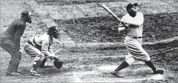  ?? AP PHOTO ?? New York Yankees’ Babe Ruth hits a home run in this undated photo.