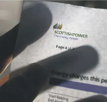  ??  ?? 0 Scottishpo­wer scored 70.6 per cent for customer service, the top performer of the Big Six