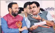  ?? PTI FILE ?? Union ministers Prakash Javadekar and Nitin Gadkari.