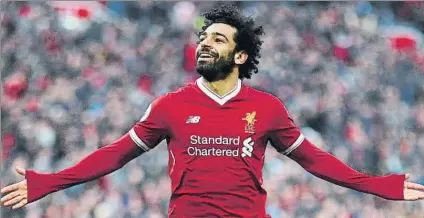  ?? FOTO: GETTY IMAGES ?? Mohamed Salah, de moda El extremo egipcio marcha en cabeza de la Bota de Oro