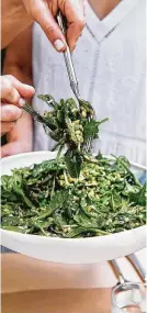  ?? Kate Robinson Photograph­y ?? Spinach Salad with Avocado Pesto and Peas; this recipe and more, page D8