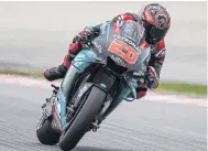  ??  ?? Yamaha rider Fabio Quartararo takes part in a practice session at Sepang yesterday.