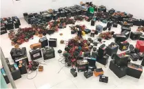  ?? Courtesy: EPAA ?? A total of 459 items, including 205 bird-calling devices, 70 headsets, 181 batteries and three bags were seized.