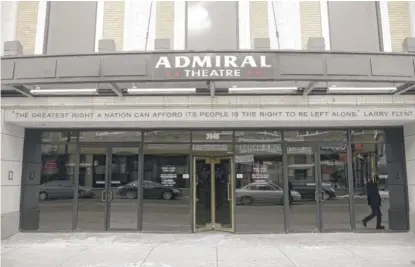  ?? SUN-TIMES FILE ?? The Admiral Theatre on Lawrence Avenue is tentativel­y set to reopen Friday after the coronaviru­s shutdown.