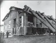  ??  ?? POWER PLANT DAMAGE: The Hot Springs Power Plant was damaged by a tornado on June 5, 1916. Photograph courtesy of Garland County Historical Society.