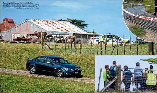  ?? PHOTOS: SIMON O’CONNOR/STUFF ?? The alleged offender was remanded in custody by consent and is due to appear in the High Court at New Plymouth on February 28.