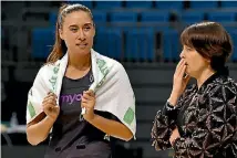  ?? KAI SCHWOERER ?? Silver Ferns vice captain Maria Tutaia and coach Janine Southby’s faces tell the story after Sunday’s 60-52 loss to Australia in Christchur­ch.