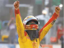  ?? Jared C. Tilton / Getty Images ?? Joey Logano found his way to the finish line first in the No. 22 Ford at Bristol, Tenn., despite not being able to see much.