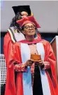  ?? ?? RECIPIENT of an honorary doctorate from the Faculty of Health Sciences, Dr Matshidiso Moeti.