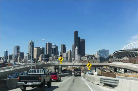  ?? FOTO BELGA ?? De Interstate 5 in Seattle. Op 18 april beslist de gemeentera­ad of er een haalbaarhe­idsstudie wordt uitgevoerd.