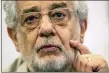 ?? BERNAT ARMANGUE — THE ASSOCIATED PRESS FILE ?? In this July 12, 2019 file photo, opera singer Placido Domingo speaks during a news conference about an upcoming show in Madrid, Spain.