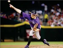  ?? ASSOCIATED PRESS ?? COLORADO ROCKIES STARTING PITCHER JON GRAY throws against the Arizona Diamondbac­ks during the first inning Friday in Phoenix.