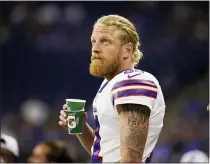  ?? RICK OSENTOSKI, FILE — THE ASSOCIATED PRESS ?? Buffalo Bills wide receiver Cole Beasley and Gabriel Davis must spend at least five days away from the team facility after having close contact with a trainer who tested positive for COVID-19, a person familiar with the situation told The Associated Press on Tuesday, Aug. 24, 2021. That means Beasley and Davis will miss the Bills’ final preseason game on Saturday, when Buffalo hosts the Green Bay Packers.