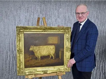  ?? ?? HEIRLOOM: Ashley Warren is reunited with the historic Beef Shorthorn painting.