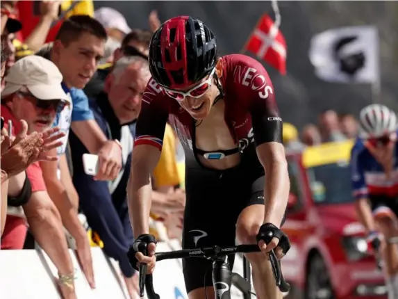  ?? (EPA) ?? Geraint Thomas fell more than two minutes behind leader Julian Alaphilipp­e