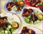  ??  ?? Grub’s up: A chicken and avocado feast