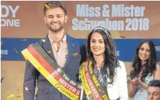  ?? FOTO: ANDREAS BRÜCKEN ?? Daniel Lott und Tanjs Dechsel sind die Gewinner der Mister- und Misswahl in Neu-Ulm.