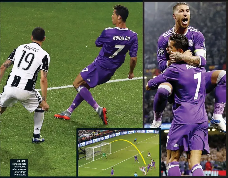  ??  ?? KILLER: Ronaldo nets his second after a super effort from Mandzukic