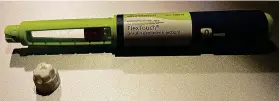  ?? CHARLES APPLE/THE SPOKESMAN-REVIEW ?? Today, both Type 1 and Type 2 diabetics can be treated with insulin — which often is self-administer­ed via easy-to-use injection pens with screw-on needles. The type of pen at right is used by this reporter.