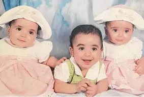  ?? Contribute­d photo ?? Baby picture of the triplets, from left, Ashley, Lucas and Jade Vacco.