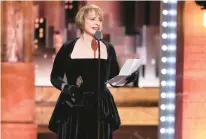  ?? CHARLES SYKES/INVISION ?? Patti Lupone accepts the award for best featured actress in a musical for “Company” at the 75th annual Tony Awards on Sunday at Radio City Music Hall in New York.