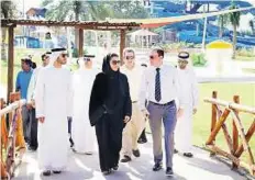  ??  ?? Tourist landmark Shaikha Bodour Al Qasimi inspects progress of work on Al Montazah Park in Sharjah.
Courtesy: Sharjah Media Office