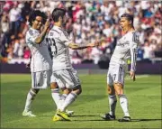  ??  ?? Cristiano Ronaldo (right) scored Real Madrid’s opening goal in the 21st minute against Eibar on Saturday. AP PHOTO