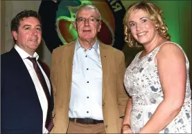  ?? Photos: Michelle Cooper Galvin ?? The Kerryman Editor Kevin Hughes (left), media sponsors with Ring of Kerry Charity Cycle Chairman Tim O’Brien and Secretary Karena McCarthy at the charity cycle dinner and presentati­on in the INEC, Gleneagle, Killarney on Friday.