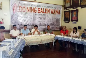  ?? Ian Ocampo Flora ?? ALDO NING WAWA. Mayor Dante Torres announces activities for Guagua town’s 427th Aldo ning Balen Wawa 2018 celebratio­n during a press conference on Monday.—